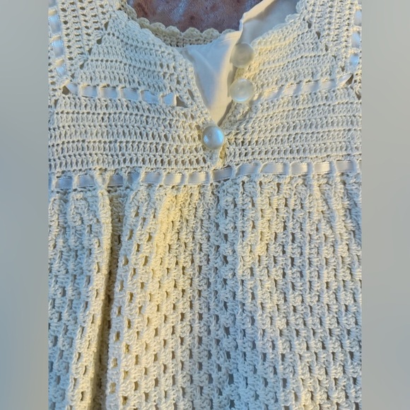 💥Handmade 3pc Christening Elegant Cream Crochet Set - Picture 8 of 10